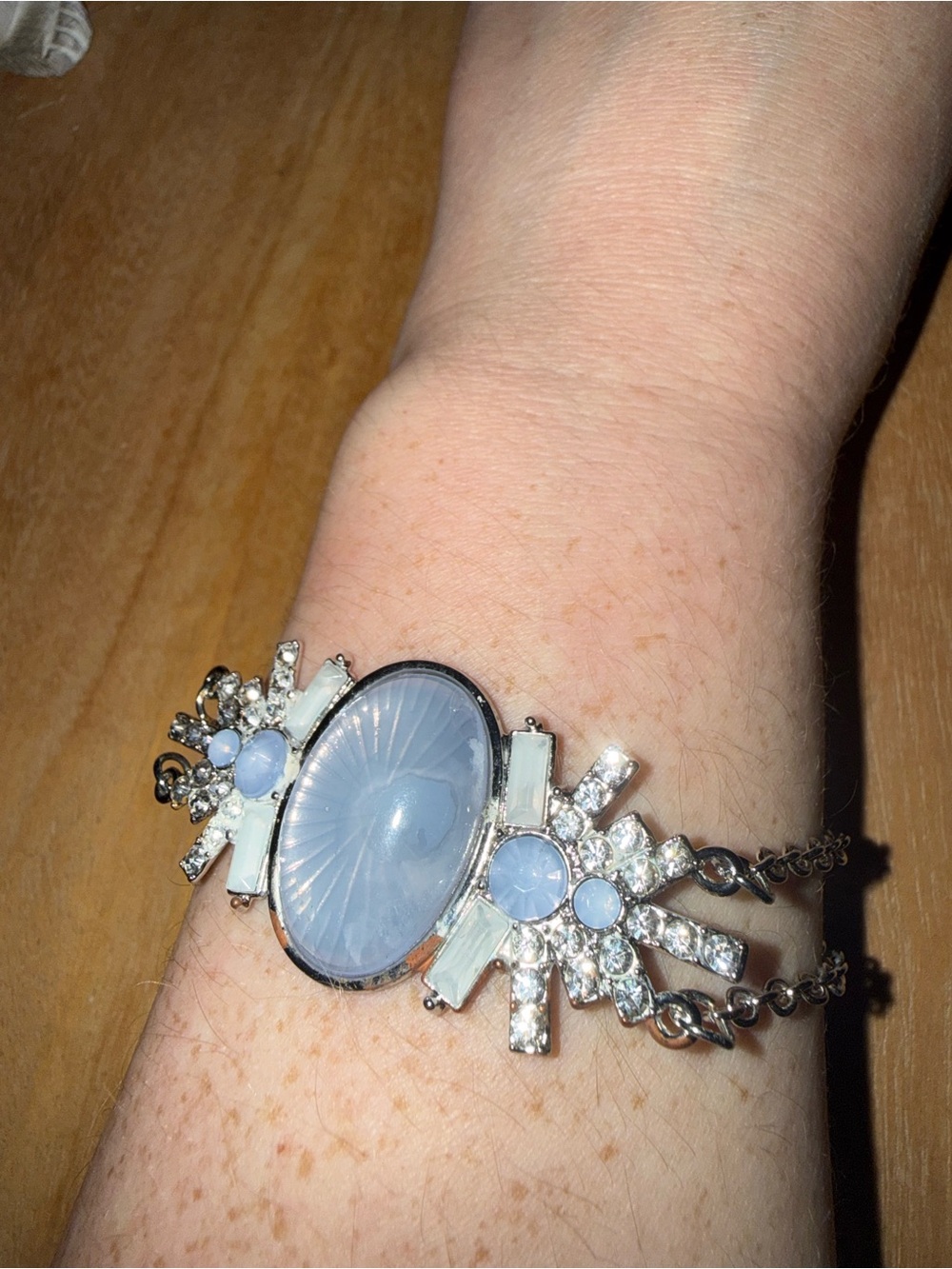Light Blue Crystal Centerpiece Bracelet